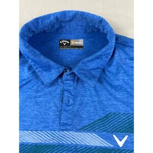 Callaway Opti-Dri Golf Polo Mens XXL Blue Heather Graphic Stripe Short Sleeve